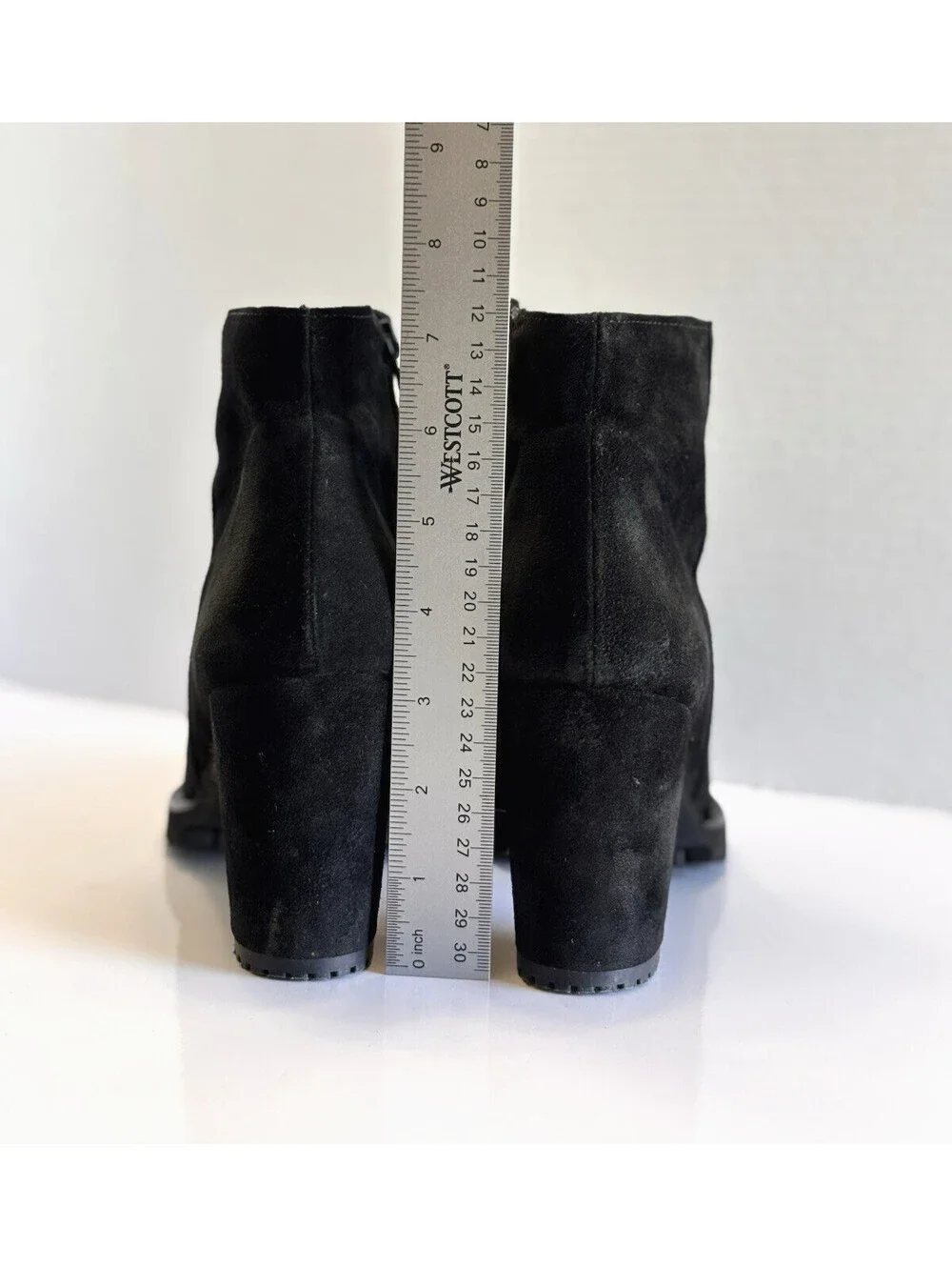 Eric Michael Quebec Women's 8.5 Black Suede Heeled Platform Ankle Boots Side Zip
